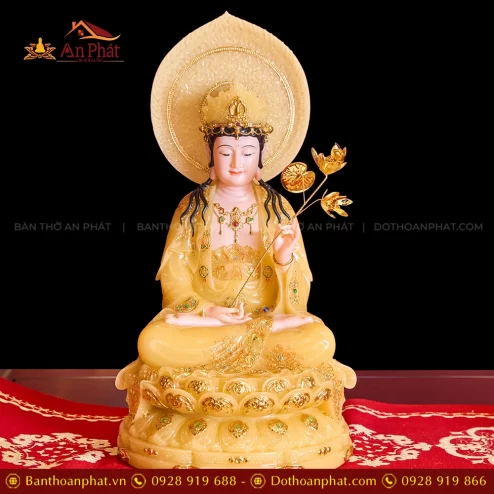 Tượng Đại Thế Chí Bồ Tát ngồi bằng đá đẹp