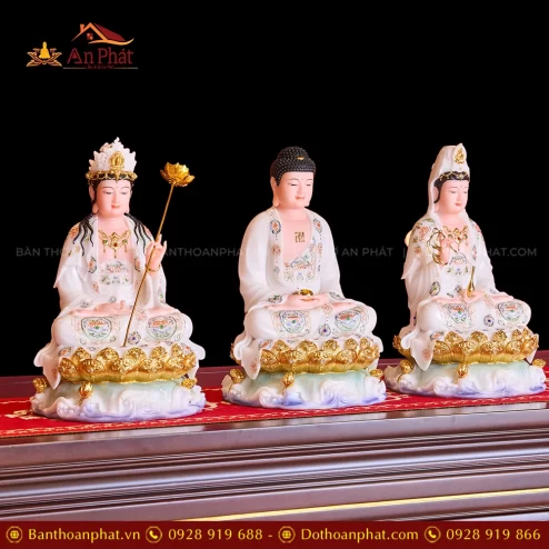 Tượng tây phương tam thánh bột đá