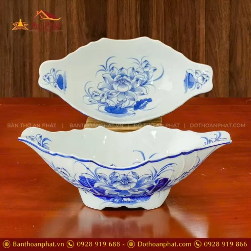 Bát Đựng Gà Thờ Men Lam Bát Tràng Sứ Cao Cấp DT1026