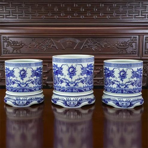 Bát Hương Men Lam Gốm Sứ Bát Tràng Mẫu Mới DT995