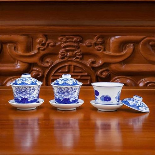 Bát Trà Sâm Sứ Bát Tràng Men Lam Cao Cấp DT1021