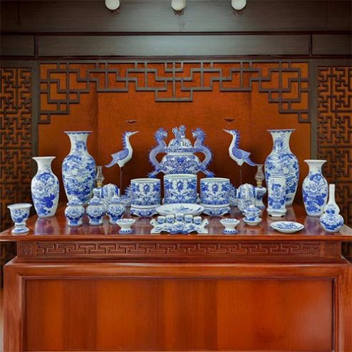 Bộ Đồ Thờ Men Lam Cao Cấp Mẫu Bát Hương Rồng BDT11919