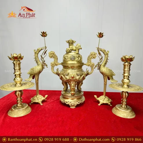 Bộ Ngũ Sự Mẫu Phụng Gia Tiên Bằng Đồng Cao Cấp DT1087
