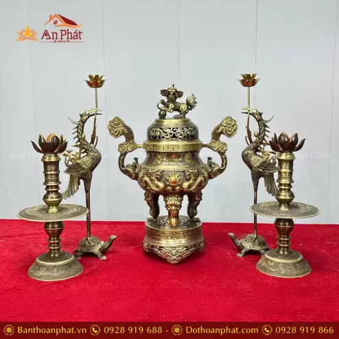 Bộ Ngũ Sự Phúc Lộc Thọ Chữ Hán Đồng Cao Cấp DT1094