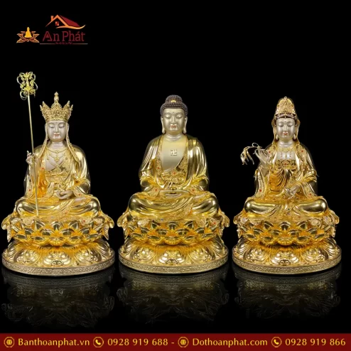 bo tuong ta ba tam thach dong dat vang cao cap mau ngoi hoa sen t236700005