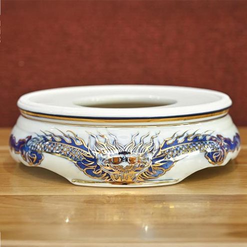 Đế Kê Bát Hương Rồng Men Lam Vẽ Vàng Cao Cấp DT1045