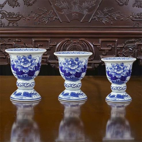 Ly Đựng Phật Thủ Men Lam Cao Cấp Sứ Bát Tràng Mẫu Mới DT1023