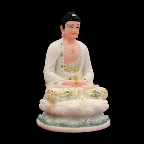 Tôn Tượng Bổn Sư Thích Ca Mâu Ni Tọa Đài Sen Đá Đài Loan Xanh trắng T2389