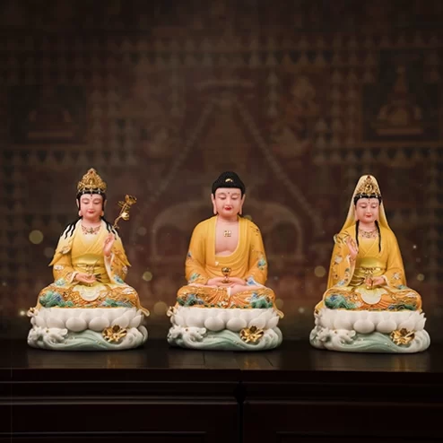 Tôn Tượng Tây Phương Tam Thánh Thạch Anh Ngọc Liên Hoàng Y T2431