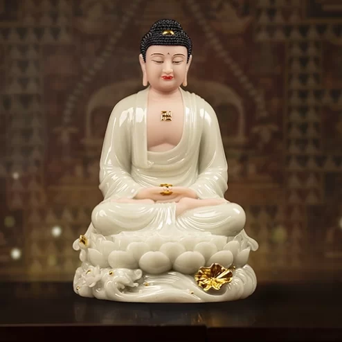 Tượng Bổn Sư Thích Ca Mâu Ni Thạch Anh Men Xanh Ngọc Bảo T2410