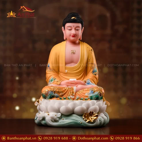 Tượng Bổn sư Thích Ca Mâu Ni Thạch Anh Ngọc Liên Hoàng Y T2413