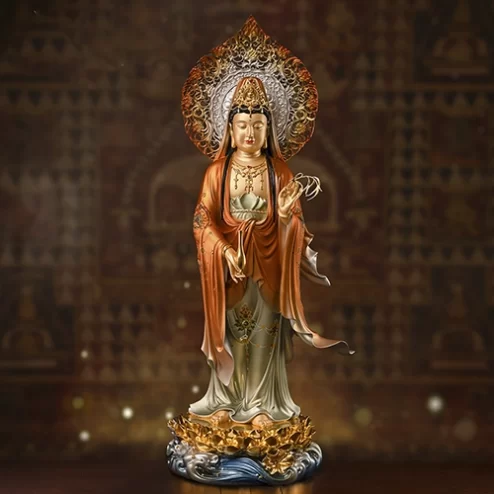 Tượng Quan Âm Ngọc Thạch phủ Đồng Kim Xích Quang T2408
