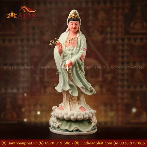 Tượng Quan Âm Thạch Anh Thanh Ngọc Quang T2404
