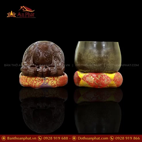 Bộ Chuông Đồng Mõ Rồng Gỗ nhập khẩu cỡ lớn AK11222