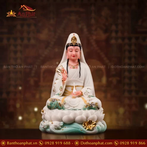 Tượng Phật Bà Quan Âm ngồi đá đẹp