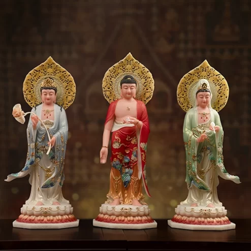 Tôn Tượng Tây Phương Tam Thánh Thạch Anh Tam Sắc Liên Quang T2437