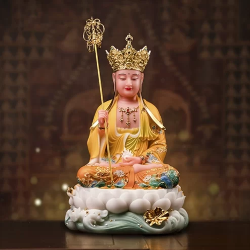 Tượng Địa Tạng Thạch Anh Ngọc Liên Hoàng Y T2464