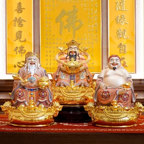 Tượng Tài Địa Ngồi Đồng Dát Vàng T2500