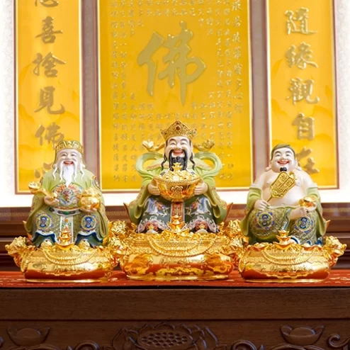 Tượng Tài Địa Ngồi Đồng Dát Vàng T2502