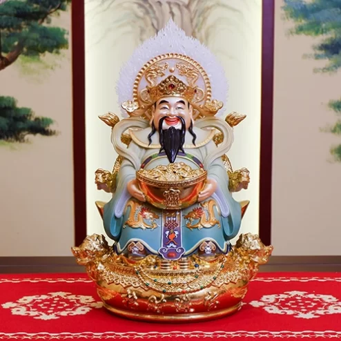 Tượng Thần Tiền Quan Lộc Song Long Ngọc Thạch Phủ Đồng Dát Vàng T2506