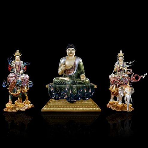 Bộ Tượng Hoa Nghiêm Tam Thánh Đồng Sơn Cổ Nhập Khẩu Cao Cấp T2711