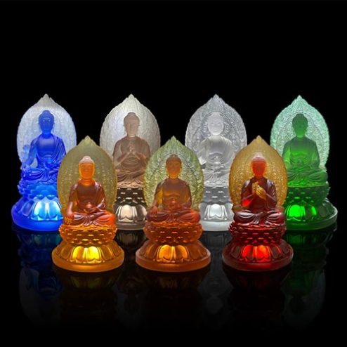 Bộ Tượng Thất Phật Dược Sư Lưu Ly Cao Cấp Nhập Khẩu Có Lá Đề T2696