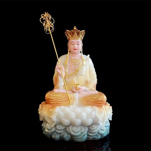 Tượng Địa Tạng Vương Bồ Tát Bột Đá Sơn Phú Quý Dáng Ngồi Cao Cấp T2635