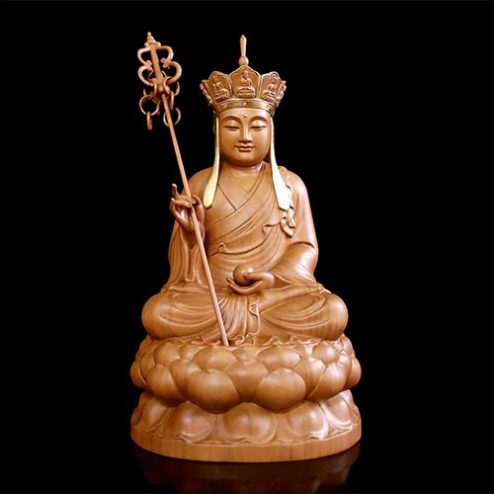 Tượng Địa Tạng Vương Bồ Tát Gỗ Long Não Nhập Khẩu Ngồi Đài Sen T2642