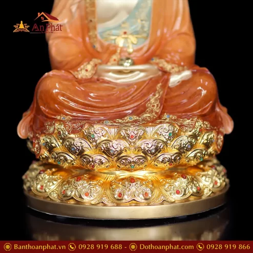 tuong phat a di da dong son cam cam dang ngoi co la de cao cap t260600002