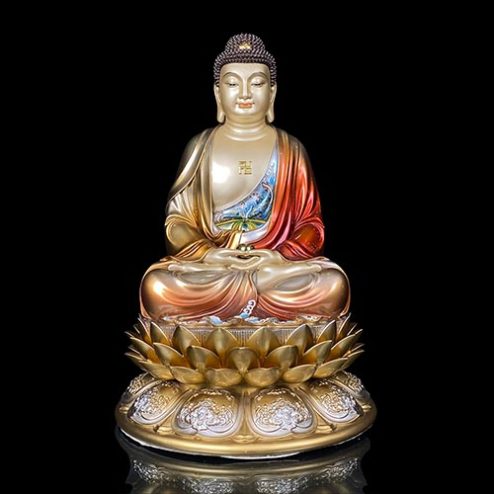 Tượng Phật A Di Đà Ngồi Đế Hoa Sen Bằng Đồng Cao Cấp T2542