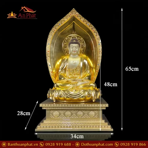tuong phat a di da ngoi de kim cang bang dong dat vang cao cap t253300010