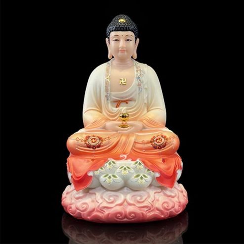 Tượng Phật A Di Đà Ngồi Đế Mây Sơn Màu Đỏ Cao Cấp T2514