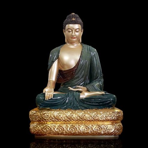 Tượng Phật Dược Sư Đồng Men Độ Cao Cấp Đế Dát Vàng T2690