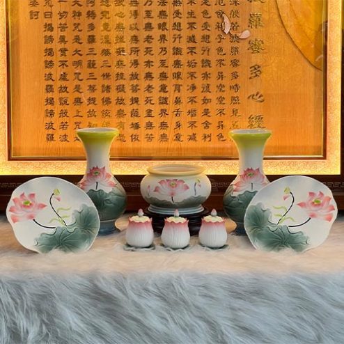 Bộ Đồ Thờ Phật Gốm Cao Cấp Nhập Khẩu BDT024